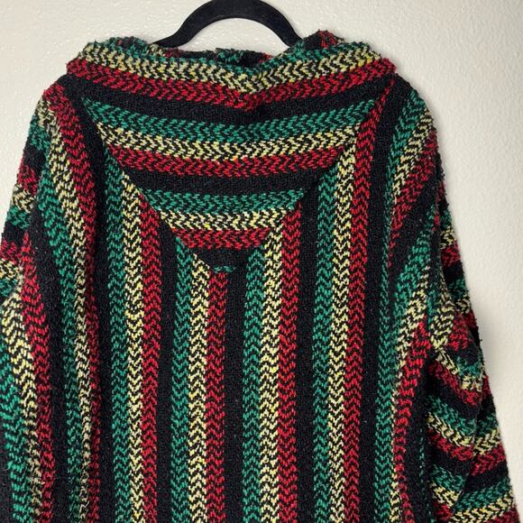 Baja Joe Mexican Baja Hoodie Sweater Pullover Rasta Red yellow green unisex MED - Picture 11 of 15